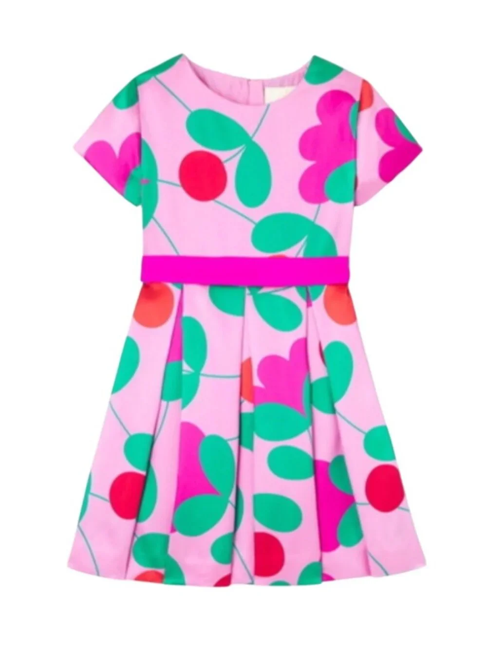 Jacadi Paris Girls Pink Floral Party Dress 8A 128CM Polyester & Cotton